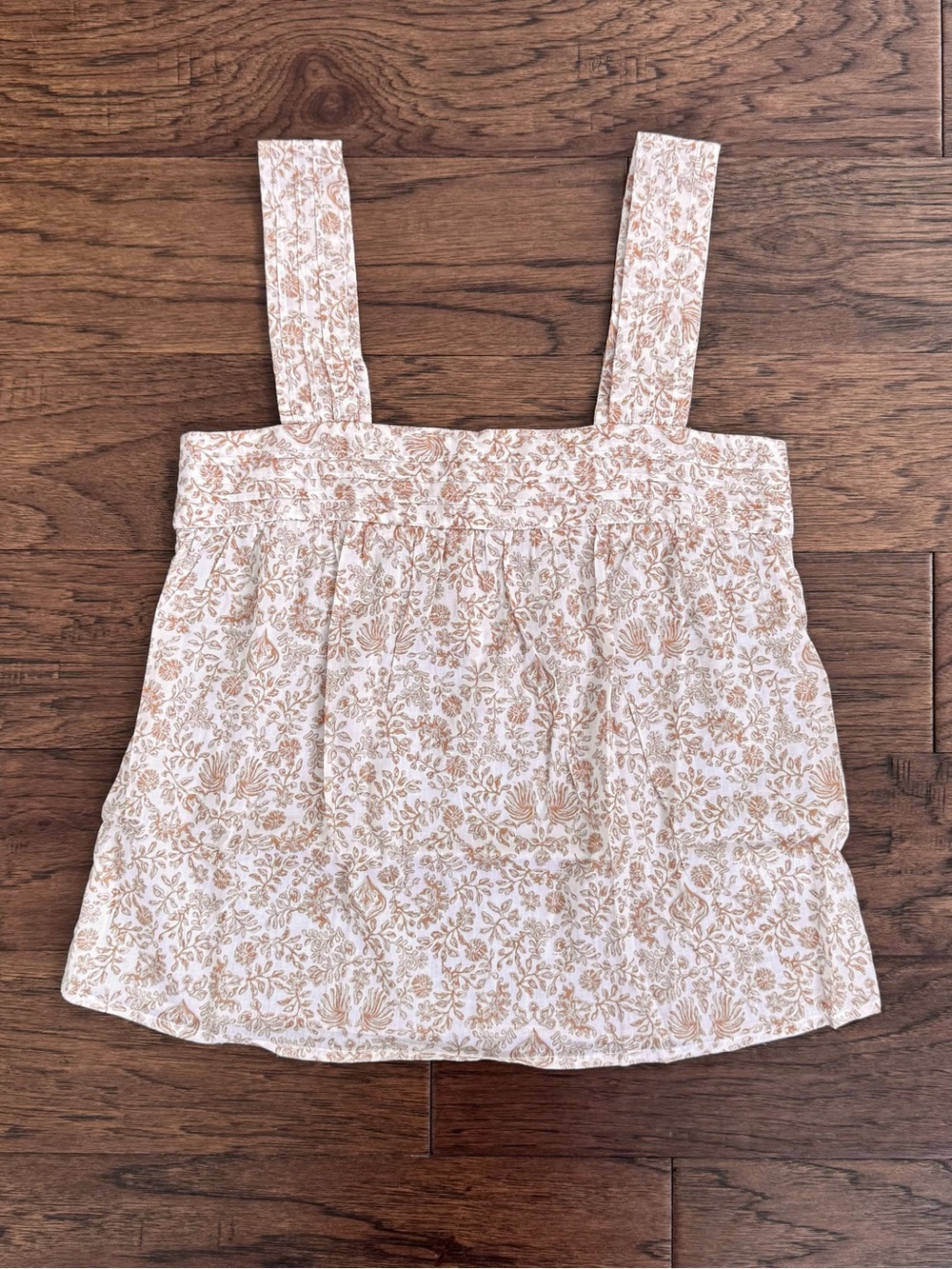 EUC Faherty Ozette Top in Peach Vines Floral Square Neck Cotton Tank Top